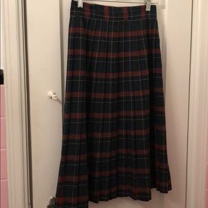Vintage Pleated Wool Plaid Skirt